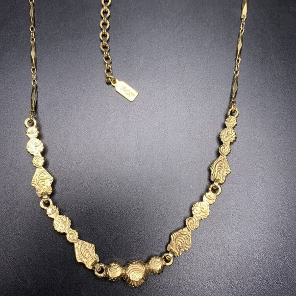 1928 Art Deco Style Necklace Gold Tone Clear Rhinestone Bar Link Dainty Elegant - Picture 8 of 8